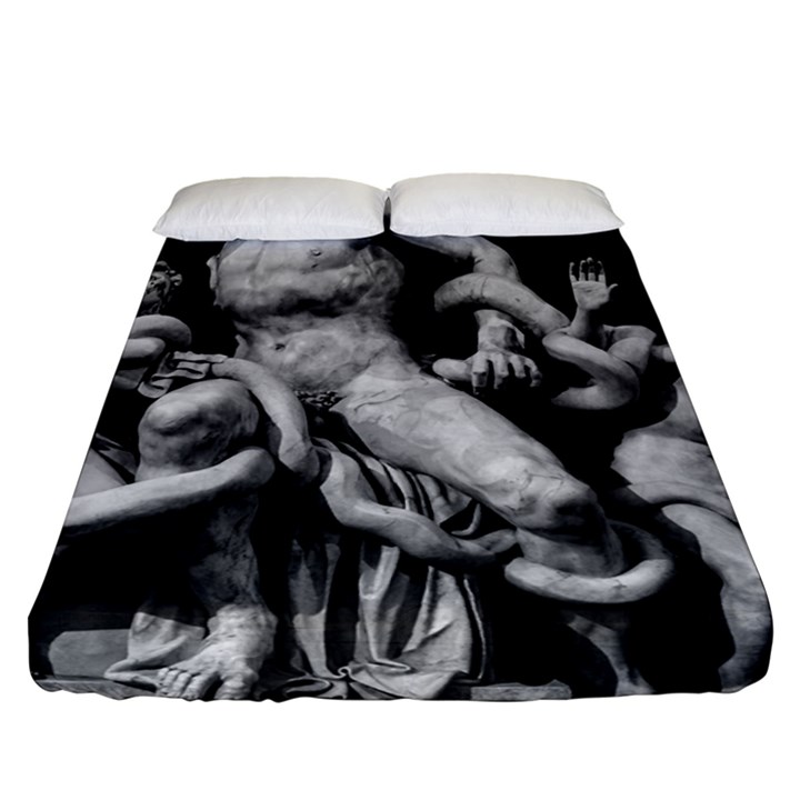 Laocoon Sculpture Over Black Fitted Sheet (Queen Size)