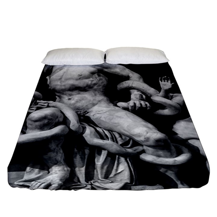 Laocoon Sculpture Over Black Fitted Sheet (King Size)