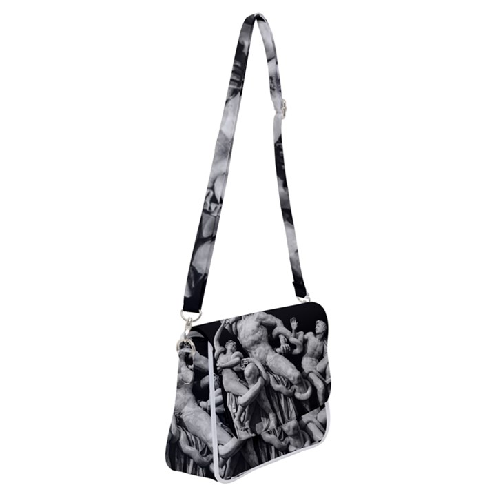 Laocoon Sculpture Over Black Shoulder Bag with Back Zipper