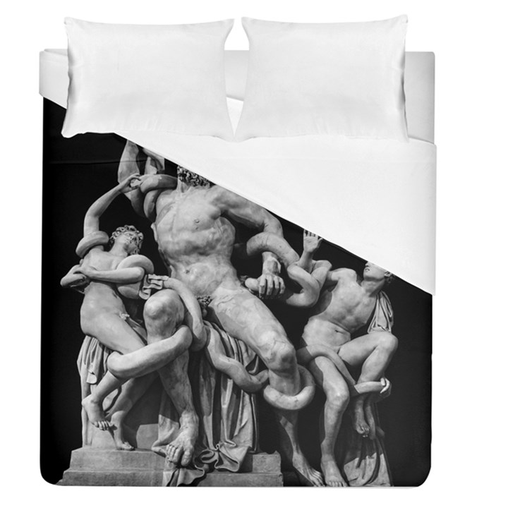 Laocoon Sculpture Over Black Duvet Cover (Queen Size)