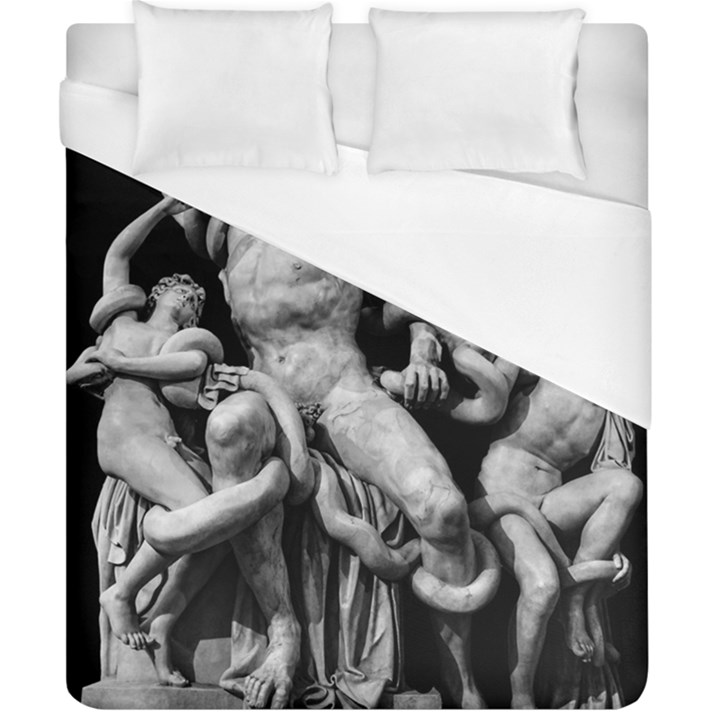 Laocoon Sculpture Over Black Duvet Cover (California King Size)