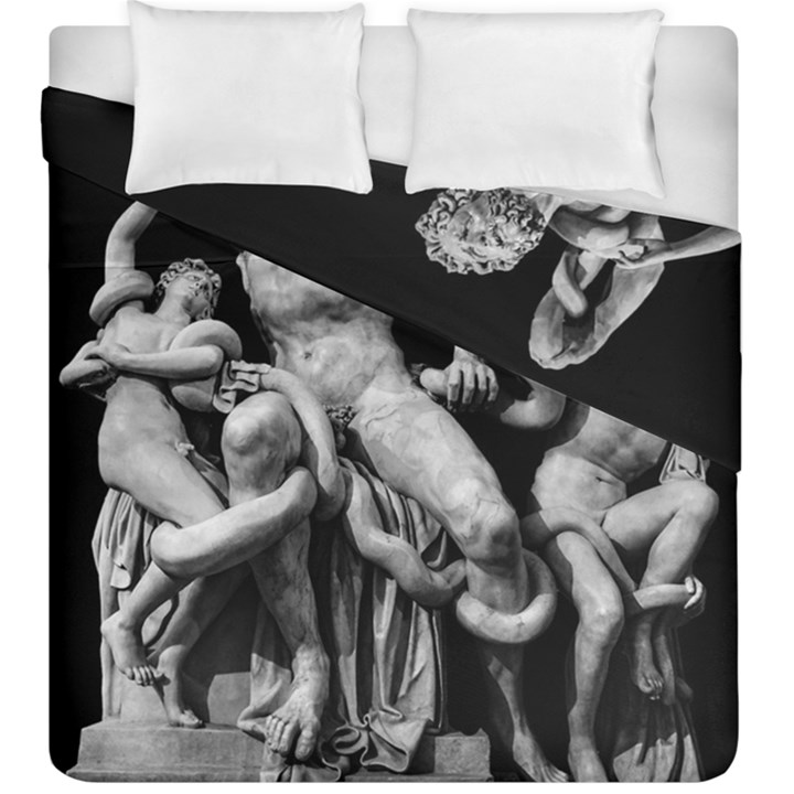 Laocoon Sculpture Over Black Duvet Cover Double Side (King Size)