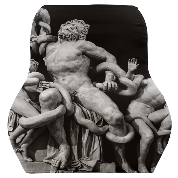 Laocoon Sculpture Over Black Car Seat Back Cushion 