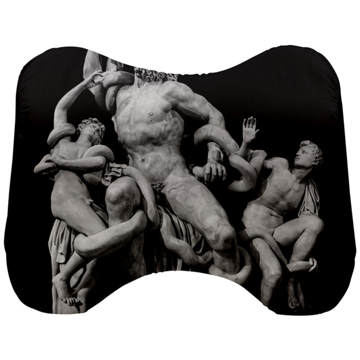 Laocoon Sculpture Over Black Head Support Cushion