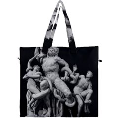 Laocoon Sculpture Over Black Canvas Travel Bag