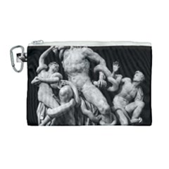 Laocoon Sculpture Over Black Canvas Cosmetic Bag (Large)