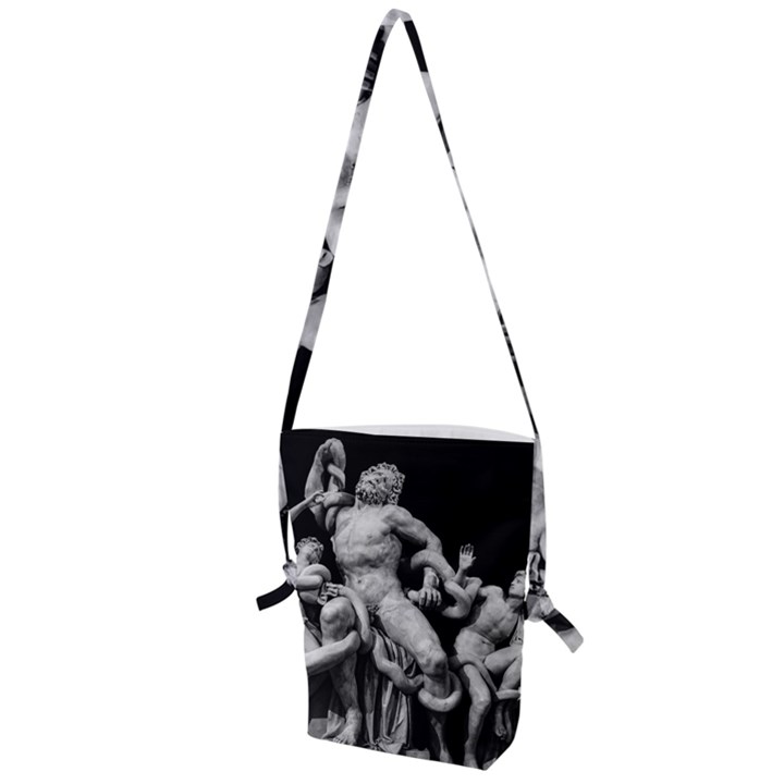 Laocoon Sculpture Over Black Folding Shoulder Bag