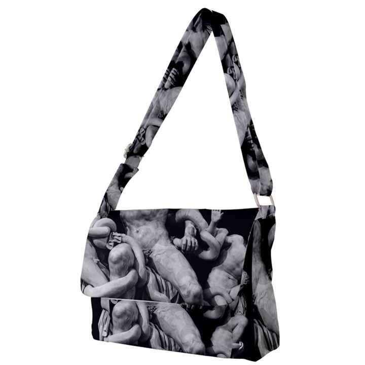 Laocoon Sculpture Over Black Full Print Messenger Bag (S)