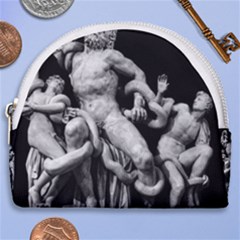 Laocoon Sculpture Over Black Horseshoe Style Canvas Pouch