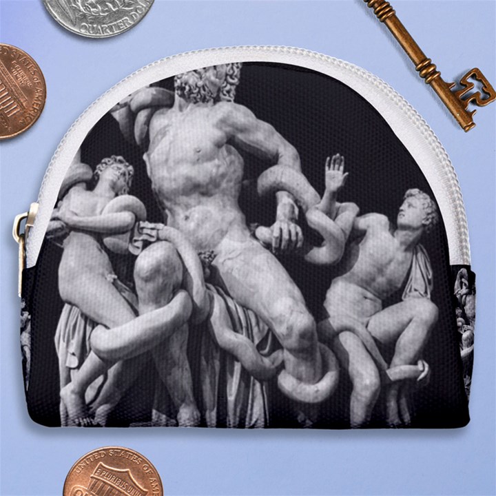 Laocoon Sculpture Over Black Horseshoe Style Canvas Pouch