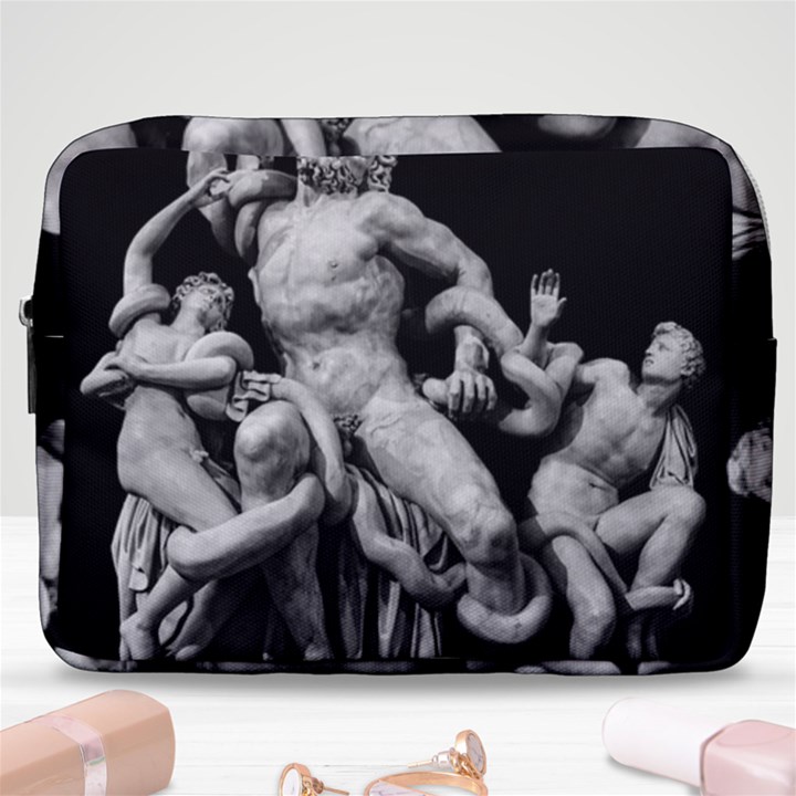 Laocoon Sculpture Over Black Make Up Pouch (Large)