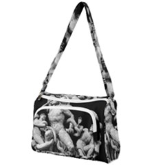 Laocoon Sculpture Over Black Front Pocket Crossbody Bag