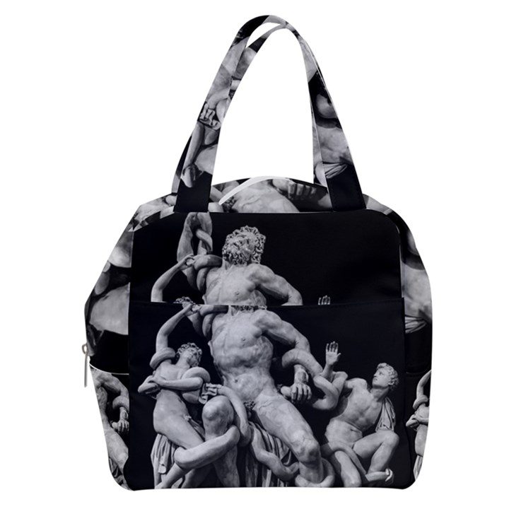 Laocoon Sculpture Over Black Boxy Hand Bag