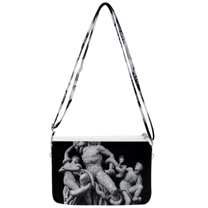 Laocoon Sculpture Over Black Double Gusset Crossbody Bag