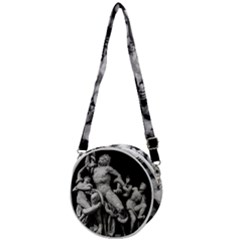 Laocoon Sculpture Over Black Crossbody Circle Bag