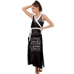 Tic Tac Monster V-neck Chiffon Maxi Dress