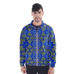 Gold And Blue Fancy Ornate Pattern Men s Windbreaker by dflcprintsclothing