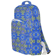 Gold And Blue Fancy Ornate Pattern Double Compartment Backpack by dflcprintsclothing