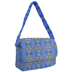 Gold And Blue Fancy Ornate Pattern Courier Bag by dflcprintsclothing