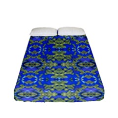 Gold And Blue Fancy Ornate Pattern Fitted Sheet (full/ Double Size) by dflcprintsclothing