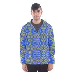 Gold And Blue Fancy Ornate Pattern Men s Hooded Windbreaker by dflcprintsclothing