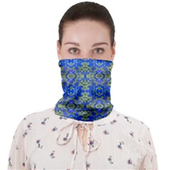 Gold And Blue Fancy Ornate Pattern Face Covering Bandana (adult) by dflcprintsclothing