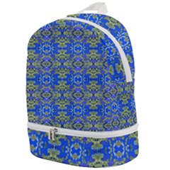 Gold And Blue Fancy Ornate Pattern Zip Bottom Backpack by dflcprintsclothing