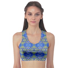 Gold And Blue Fancy Ornate Pattern Sports Bra