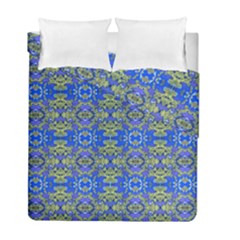 Gold And Blue Fancy Ornate Pattern Duvet Cover Double Side (full/ Double Size)