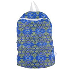 Gold And Blue Fancy Ornate Pattern Foldable Lightweight Backpack by dflcprintsclothing