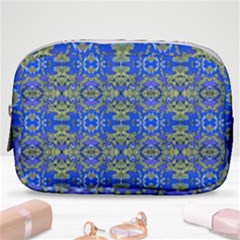 Gold And Blue Fancy Ornate Pattern Make Up Pouch (small)