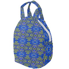 Gold And Blue Fancy Ornate Pattern Travel Backpacks by dflcprintsclothing