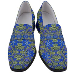 Gold And Blue Fancy Ornate Pattern Women s Chunky Heel Loafers by dflcprintsclothing