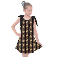 Creamy Yellow Vintage Roses Kids  Tie Up Tunic Dress by FloraaplusDesign