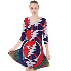 Grateful Dead - Quarter Sleeve Front Wrap Dress by Sapixe