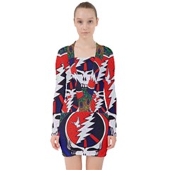 Grateful Dead - V-neck Bodycon Long Sleeve Dress by Sapixe