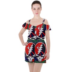 Grateful Dead - Ruffle Cut Out Chiffon Playsuit