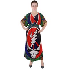 Grateful Dead - V-neck Boho Style Maxi Dress by Sapixe