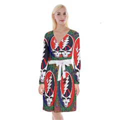 Grateful Dead - Long Sleeve Velvet Front Wrap Dress by Sapixe