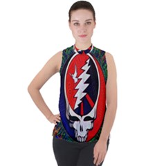 Grateful Dead - Mock Neck Chiffon Sleeveless Top by Sapixe