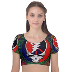 Grateful Dead - Velvet Short Sleeve Crop Top  by Sapixe