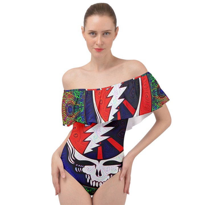 Grateful Dead - Off Shoulder Velour Bodysuit 