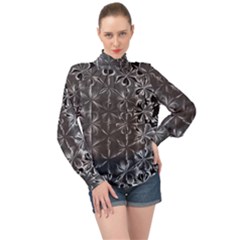 Lunar Eclipse Abstraction High Neck Long Sleeve Chiffon Top by MRNStudios