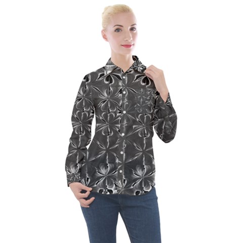 Lunar Eclipse Abstraction Women s Long Sleeve Pocket Shirt by MRNStudios