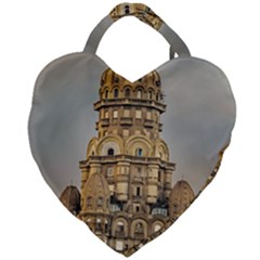 Salvo Palace Exterior View, Montevideo, Uruguay Giant Heart Shaped Tote by dflcprintsclothing