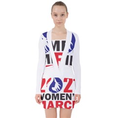 Womens March V-neck Bodycon Long Sleeve Dress