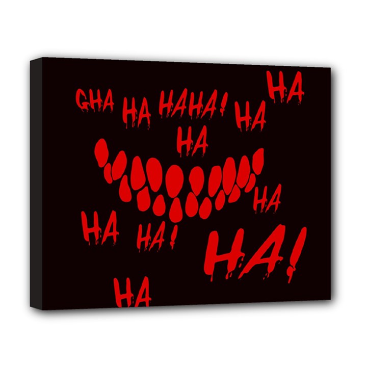 Demonic Laugh, Spooky red teeth monster in dark, Horror theme Deluxe Canvas 20  x 16  (Stretched)