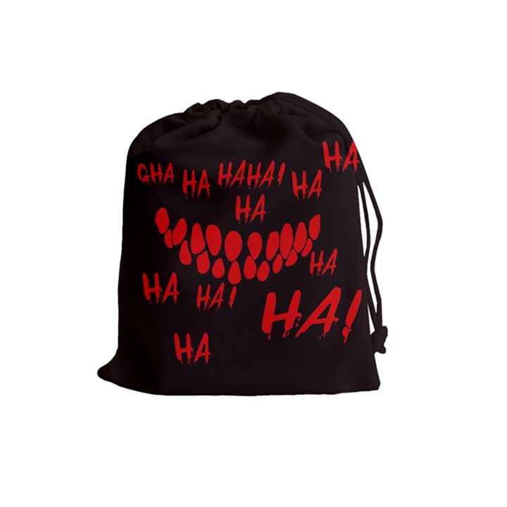 Demonic Laugh, Spooky red teeth monster in dark, Horror theme Drawstring Pouch (Large)