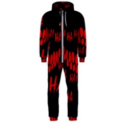 Demonic Laugh, Spooky Red Teeth Monster In Dark, Horror Theme Hooded Jumpsuit (men)  by Casemiro