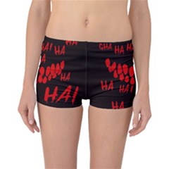 Demonic Laugh, Spooky Red Teeth Monster In Dark, Horror Theme Reversible Boyleg Bikini Bottoms by Casemiro